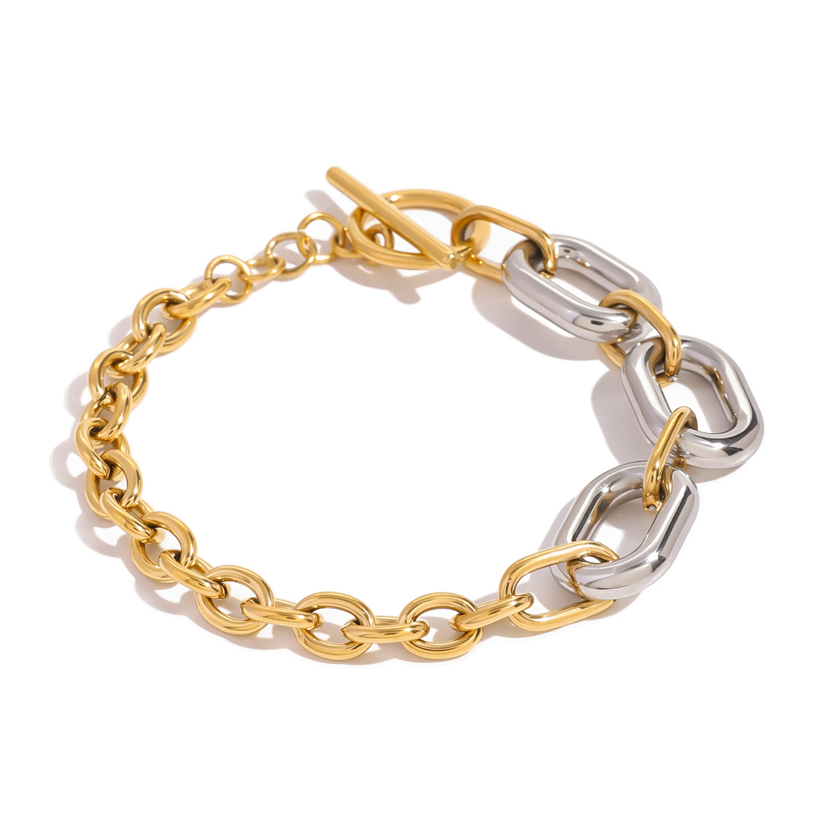 Bracelet pour femme en acier inoxydable plaqué or 18 carats, série simple, motif géométrique classique, 1 pièce h5 